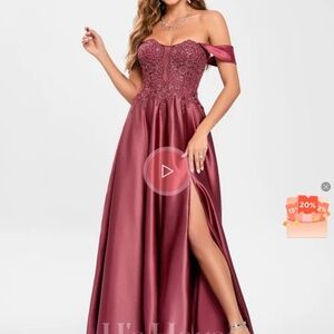 Rose sequin and satin gown
